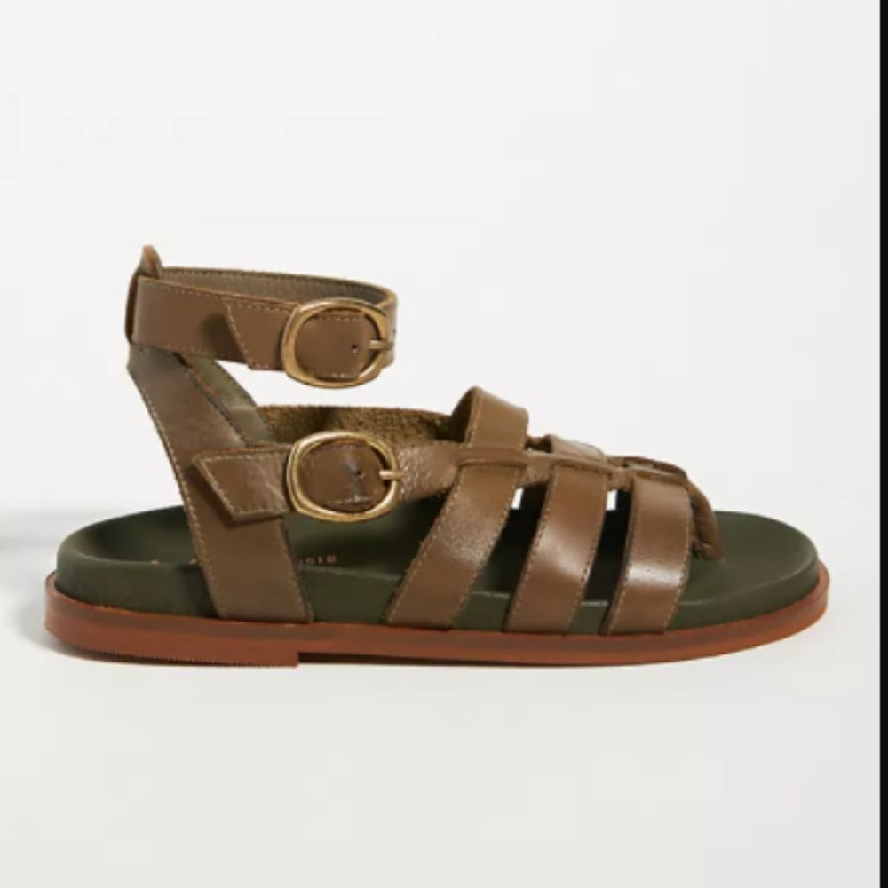 Jeffrey Campbell Olive Brown Strappy Ankle Buckle Sandals